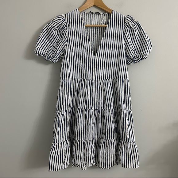 Zara Linen Blend Striped Dress - Picture 3 of 7